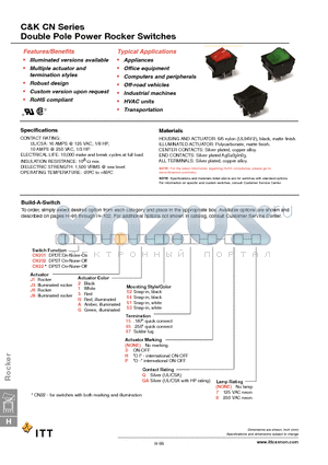 CN201J11S115QA datasheet - Double Pole Power Rocker Switches