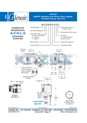 440FC030M08 datasheet - EMI/RFI Banding and Shrink Boot Adapter