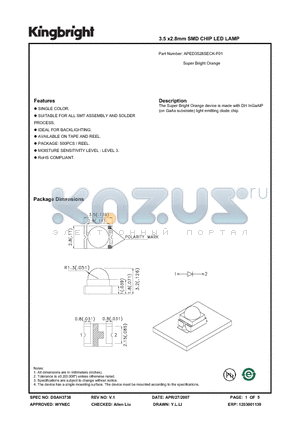 APED3528SECK-F01 datasheet - 3.5 x2.8mm SMD CHIP LED LAMP