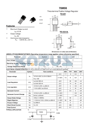 78M08 datasheet - Three-terminal Positive Voltage Regulator