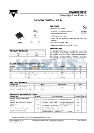30WQ03FNPBF datasheet - Schottky Rectifier, 3.5 A