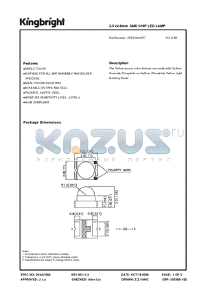 APED3528YC datasheet - 3.5 x2.8mm SMD CHIP LED LAMP