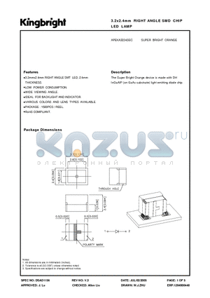 APEKA3224SEC datasheet - 3.2x2.4mm RIGHT ANGLE SMD CHIP LED LAMP