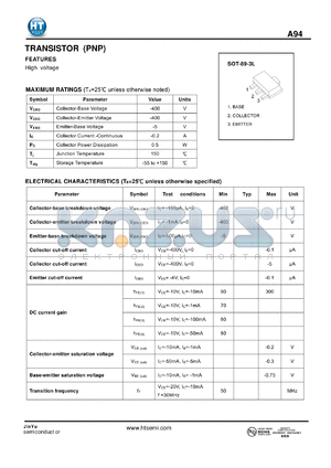 A94 datasheet - TRANSISTOR (PNP)