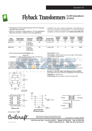 A9619-CL datasheet - Flyback Transformers