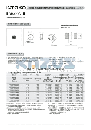 A993AS-100M datasheet - Fixed Inductors for Surface Mounting