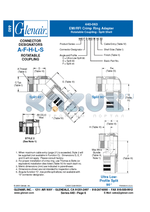 440FD063M22 datasheet - EMI/RFI Crimp Ring Adapter Rotatable Coupling - Split Shell