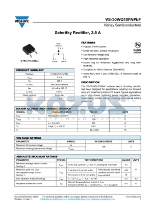 30WQ10FNTRLPBF datasheet - Schottky Rectifier, 3.5 A