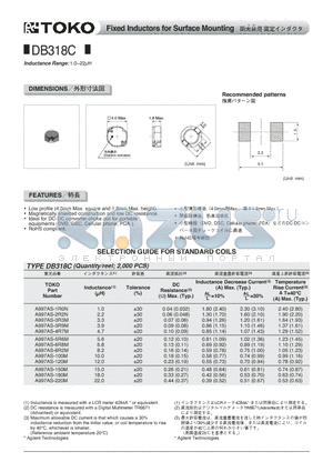 A997AS-220M datasheet - Fixed Inductors for Surface Mounting