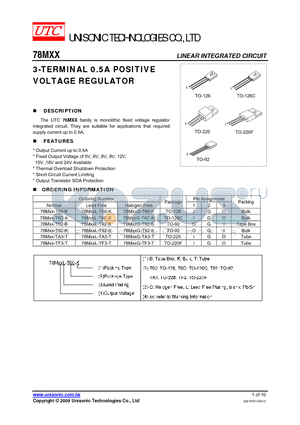 78MXXL-T60-K datasheet - 3-TERMINAL 0.5A POSITIVE VOLTAGE REGULATOR