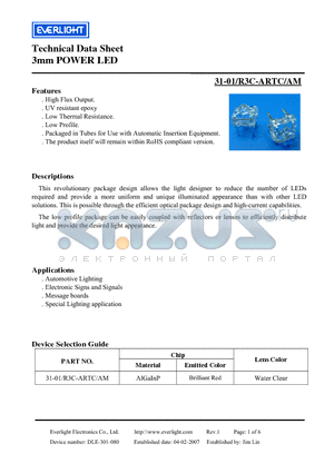 31-01-R3C-ARTC datasheet - 3mm POWER LED