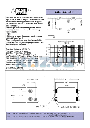 AA-0440-10 datasheet - This filter series is available with current ratings of 3,6,8, and 10 amps.
