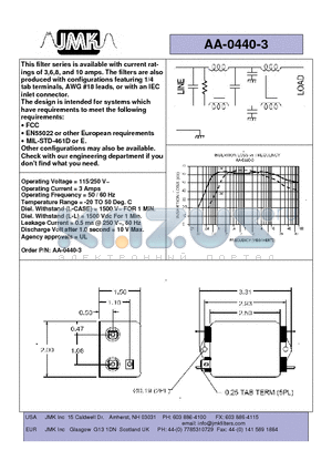 AA-0440-3 datasheet - This filter series is available with current ratings of 3,6,8, and 10 amps