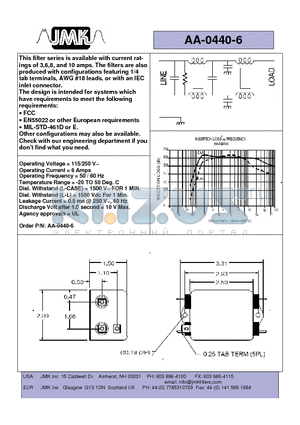 AA-0440-6 datasheet - This filter series is available with current ratings of 3,6,8, and 10 amps