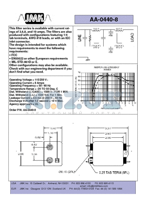AA-0440-8 datasheet - This filter series is available with current ratings of 3,6,8, and 10 amps