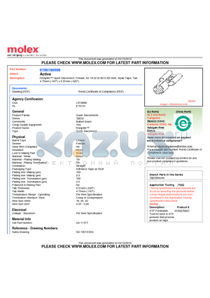 AA-1137T datasheet - Krimptite Quick Disconnect, Female, for 18-22 (0.80-0.35) Wire, Mylar Tape, Tab4.75mm (.187