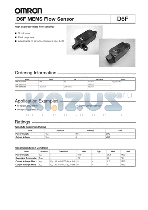 D6F-02A1-110 datasheet - MEMS Flow Sensor