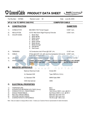 C0726A datasheet - COMPUTER CABLE