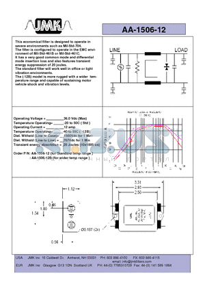 AA-1506-12 datasheet - This economical filter is designed to operate in severe environments such as Mil-Std-704.