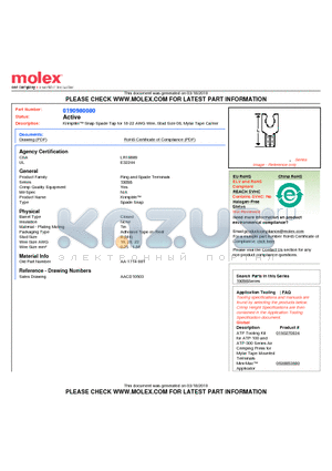 AA-1714-08T datasheet - Krimptite Snap Spade Tap for 18-22 AWG Wire, Stud Size 08, Mylar Tape Carrier