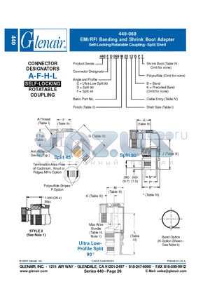 440FF069M20 datasheet - EMI/RFI Banding and Shrink Boot Adapter