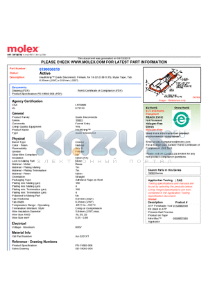 AA-2201XT datasheet - InsulKrimp Quick Disconnect, Female, for 18-22 (0.80-0.35), Mylar Tape