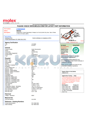 AA-2204 datasheet - InsulKrimp Quick Disconnect, Female, for 18-22 (0.80-0.35), Box, Tab 2.79mm