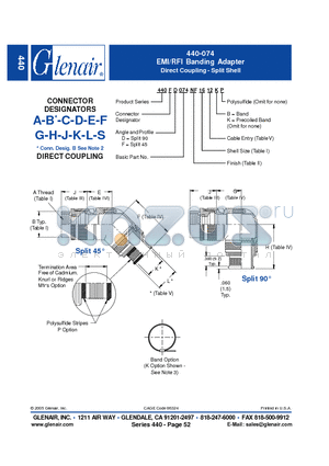 440FF074NF20 datasheet - EMI/RFI Banding Adapter Direct Coupling - Split Shell