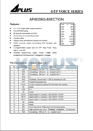 API8208G datasheet - OTP VOICE SERIES