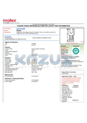 AA-238-06XT datasheet - InsulKrimp Block Spade Tongue Terminal for 18 to 22 AWG Wire, Stud Size 6Length 19.91mm (.785