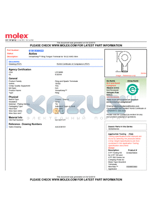 AA-322-14T datasheet - VersaKrimp Ring Tongue Terminal for 18-22 AWG Wire