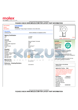 AA-322-56T datasheet - VersaKrimp Ring Tongue Terminal for 18-22 AWG Wire