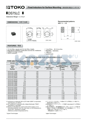 B1047AS-220M datasheet - Fixed Inductors for Surface Mounting