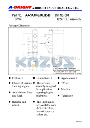 AA-3A4-4G-KLH340 datasheet - LED Assembly