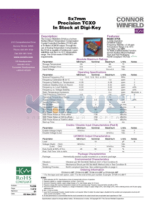 D75A datasheet - 5x7mm Precision TCXO In Stock at Digi-Key