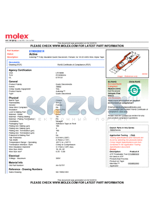 AA-5275T datasheet - Avikrimp Fully Insulated Quick Disconnect, Female, for 18-22 AWG Wire, Mylar Tape