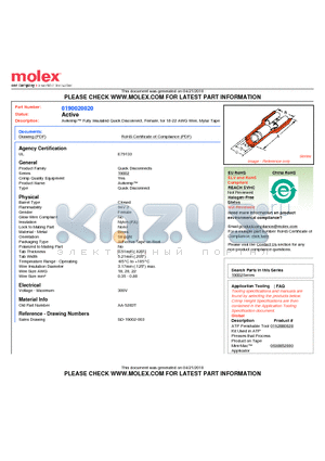 AA-5283T datasheet - Avikrimp Fully Insulated Quick Disconnect, Female, for 18-22 AWG Wire, Mylar Tape