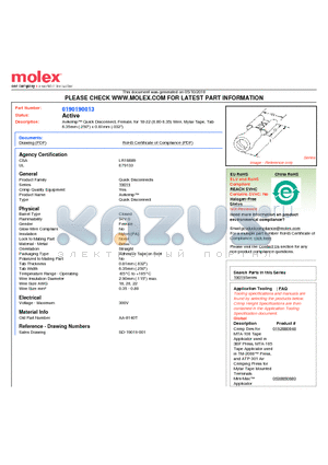 AA-8140T datasheet - Avikrimp Quick Disconnect, Female, for 18-22 (0.80-0.35) Wire, Mylar Tape, Tab6.35mm (.250