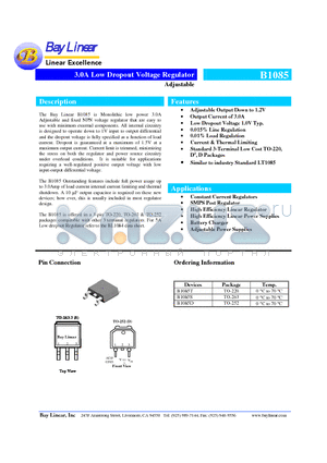 B1085 datasheet - 3.0A Low Dropout Voltage Regulator