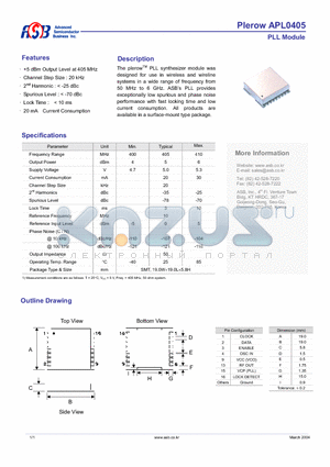 APL0405 datasheet - PLL Module