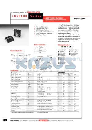 78SR153SCT datasheet - 1.5 AMP POSITIVE STEP-DOWN INTEGRATED SWITCHING REGULATOR