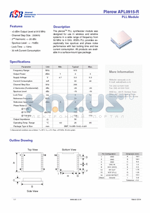 APL0915-R datasheet - PLL Module