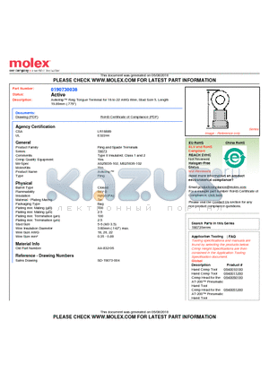 AA-832-06 datasheet - Avikrimp Ring Tongue Terminal for 18 to 22 AWG Wire, Stud Size 5, Length19.80mm (.779