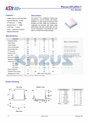 APL0953-T datasheet - PLL Module