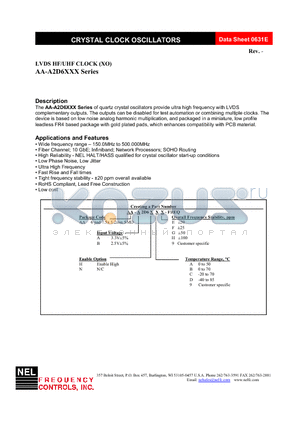 AA-A2D6HAE-FREQ datasheet - LVDS HF/UHF CLOCK (XO)