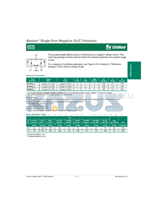 B1101UCL datasheet - Single Port Negative SLIC Protector