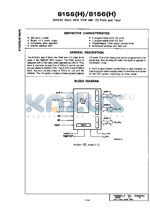 D8155 datasheet - 2048-Bit Static MOS RAM with I/O Ports and Timer