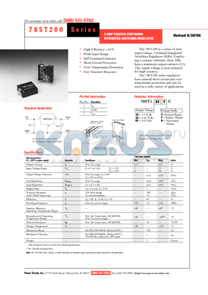 78ST205 datasheet - 2 AMP POSITIVE STEP-DOWN INTEGRATED SWITCHING REGULATOR