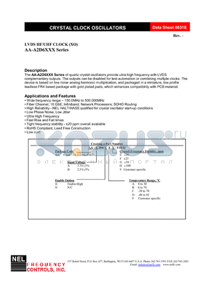 AA-A2D6NBE-FREQ datasheet - LVDS HF/UHF CLOCK (XO)