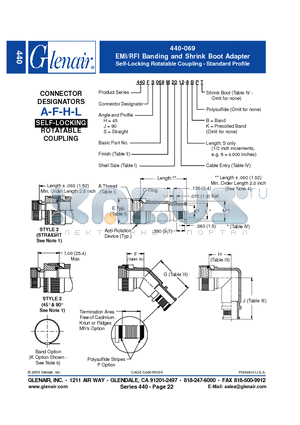 440FJ069M08 datasheet - EMI/RFI Banding and Shrink Boot Adapter Self-Locking Rotatable Coupling - Standard Profile